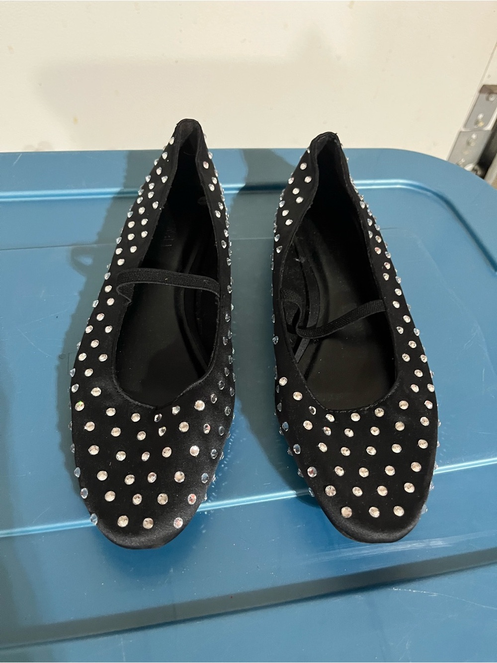 Old Navy Black Studded Ballet Flats with Elastic Strap